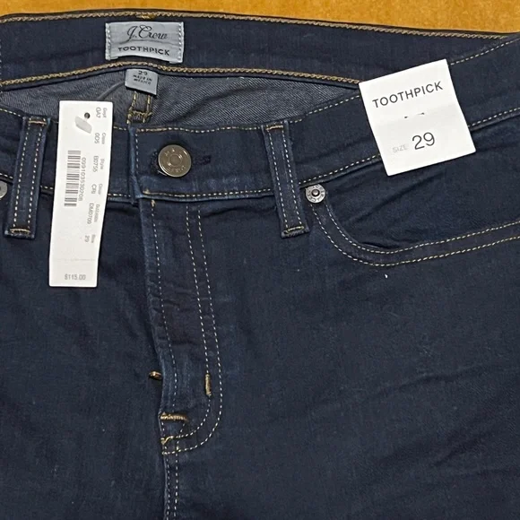 J. Crew Toothpick Jeans - 9" mid-rise Classic Rinse wash - NWT! - Picture 2 of 6
